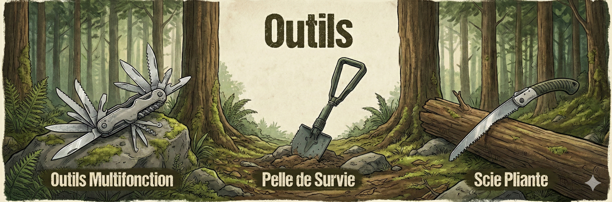 Outils de survie : outil multifonction et pelle pliante