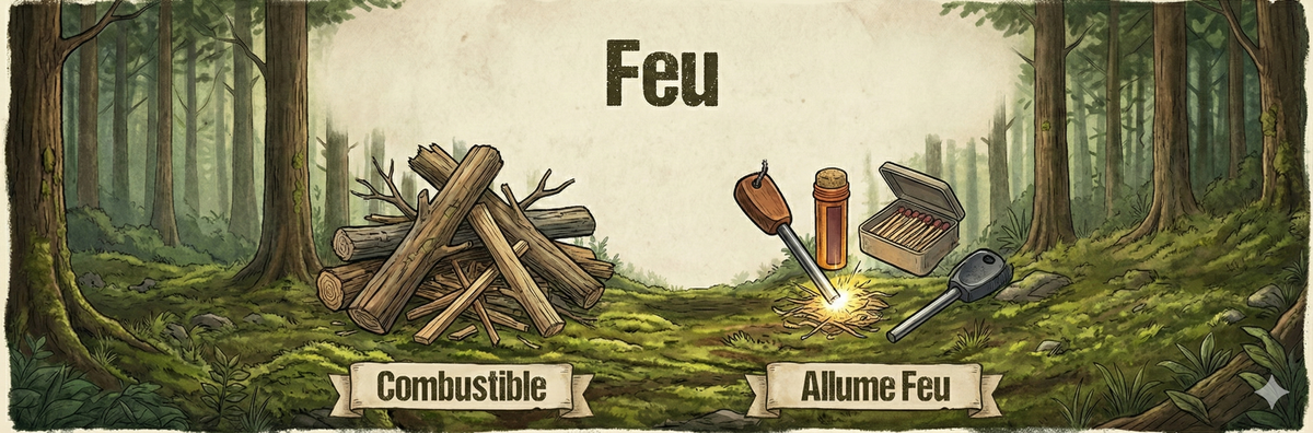 Allume-feu et pierre à feu pour faire du feu en survie