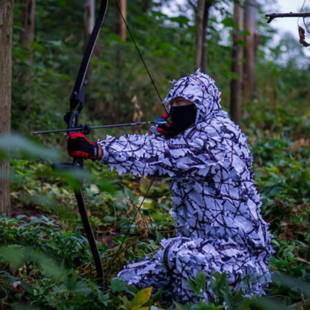 costume de chasse motif feuille d'érable blanc