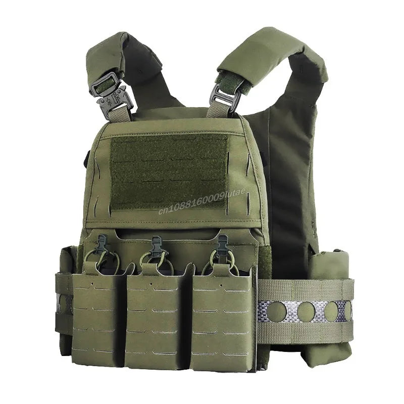 Gilet tactique modulaire avec porte-plaques et poche triple pour airsoft et chasse