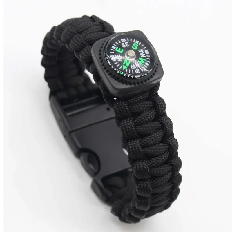 Bracelet de survie multifonction avec boussole et sifflet pour activités outdoor