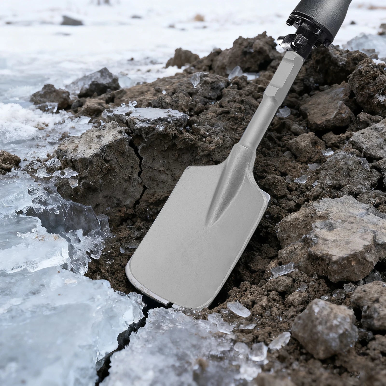 Pelle manuelle en acier 44x135 cm avec biseautage pour travaux de construction et d'aménagement paysager