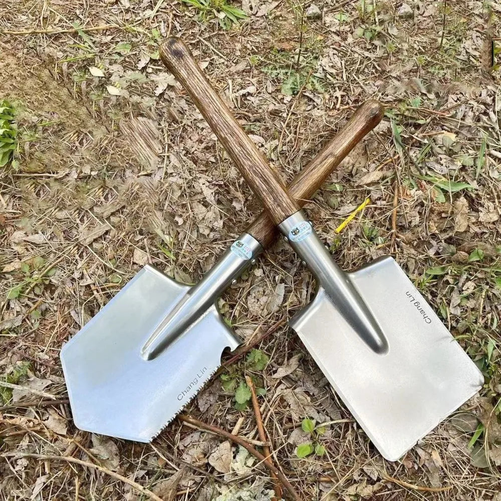 Pelle de survie en acier inoxydable robuste et compacte pour camping et jardinage