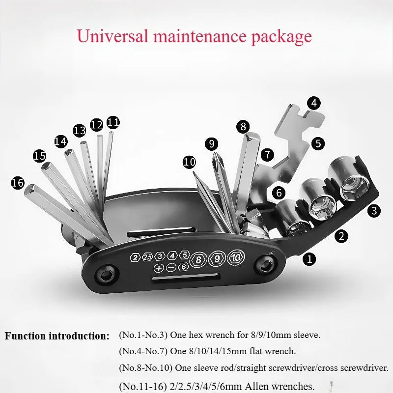 clé pliante 16 en 1 pour vélo