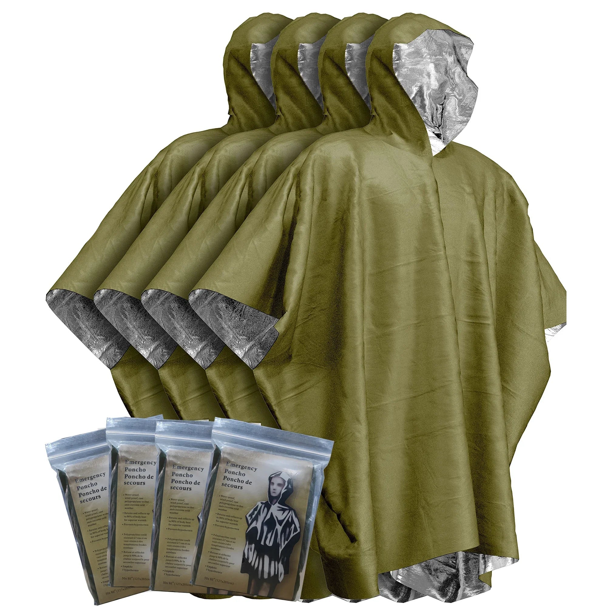 Poncho de survie imperméable avec doublure thermique