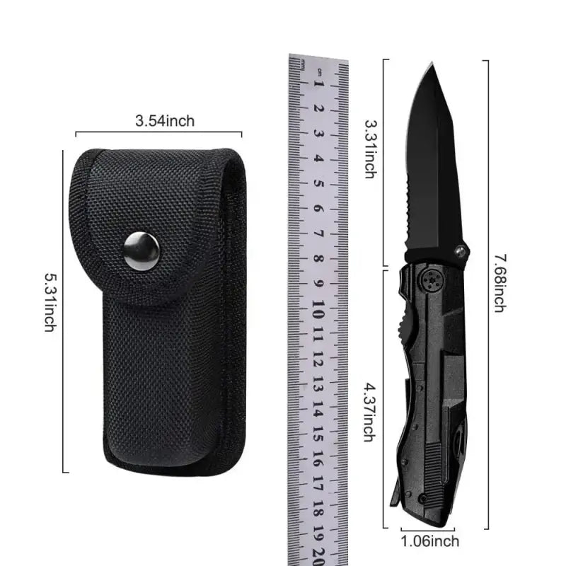 Couteau de Survie Multifonction Noir - Noir