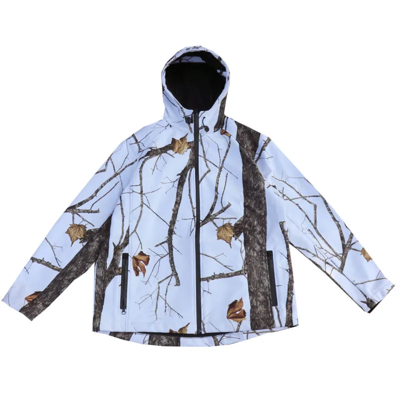 veste softshell pour chasse en hiver avec motif camouflage