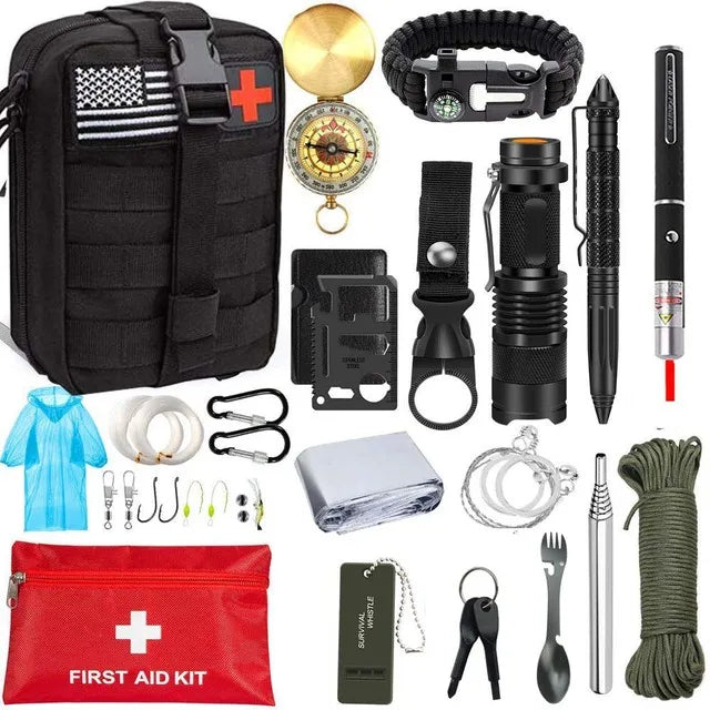 pack de survie comprenant matériel de défense