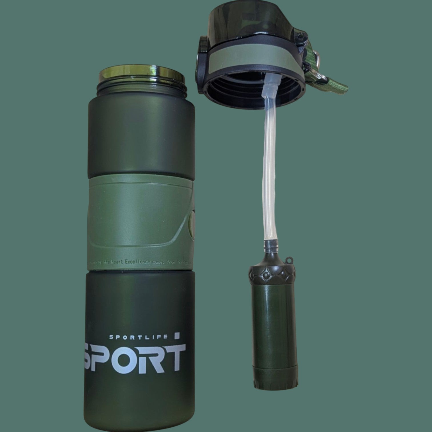 Photo globale gourde de survie plus filtre