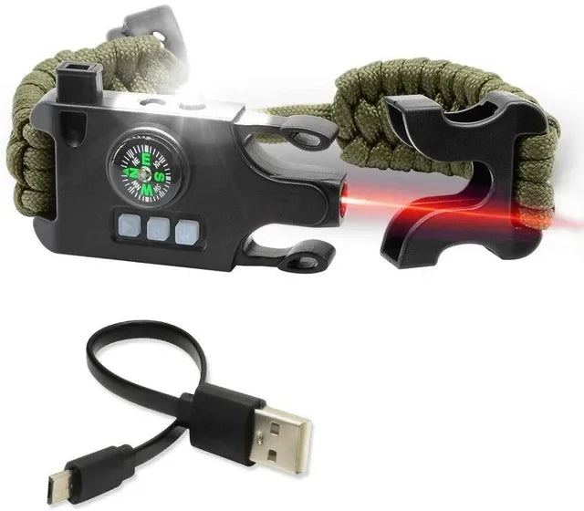 bracelet tactique avec éclairage LED et boussole