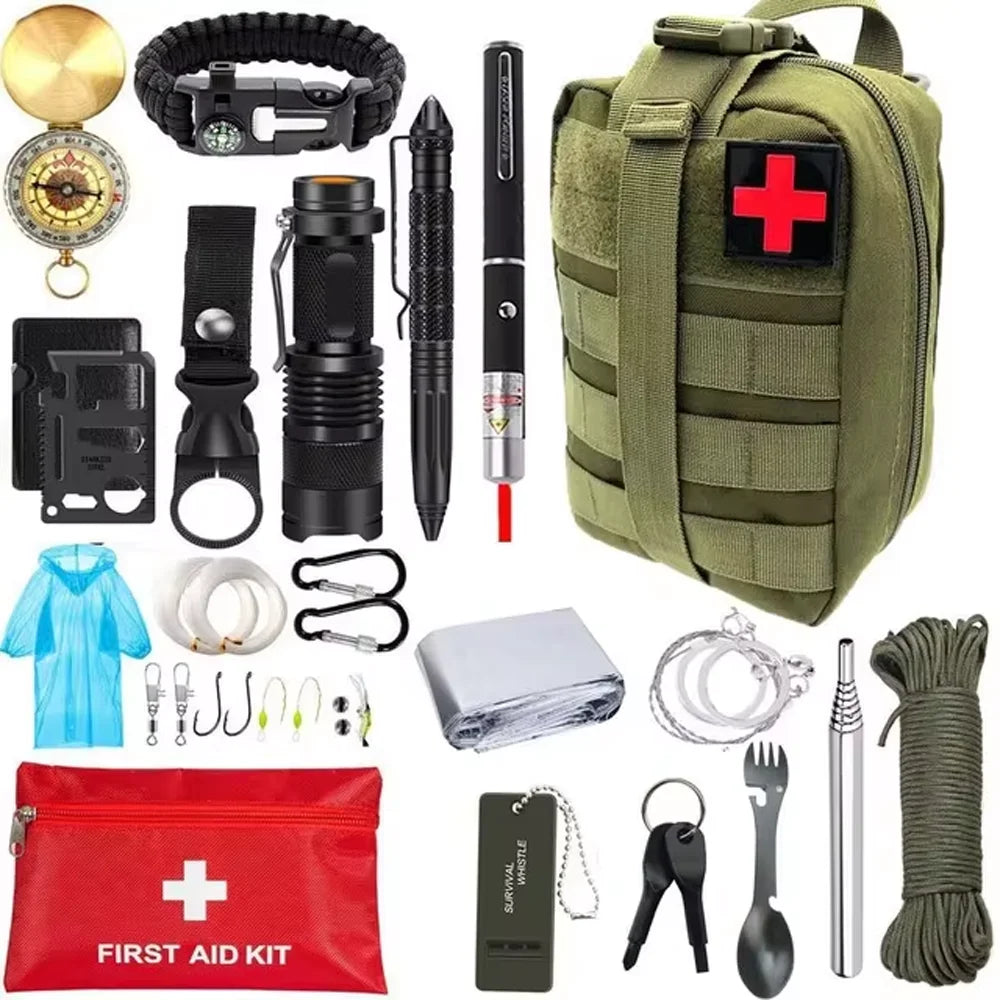Kit de survie portable tout-en-un avec outils de défense premiers secours et équipement de camping