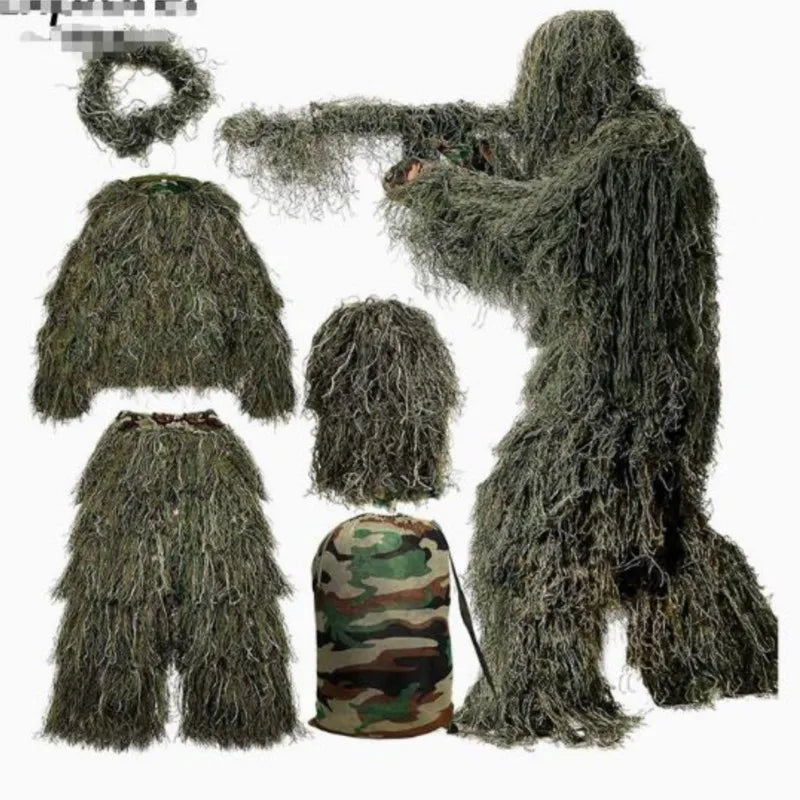 Costume de camouflage Ghillie 5 pièces pour chasse et observation d'oiseaux