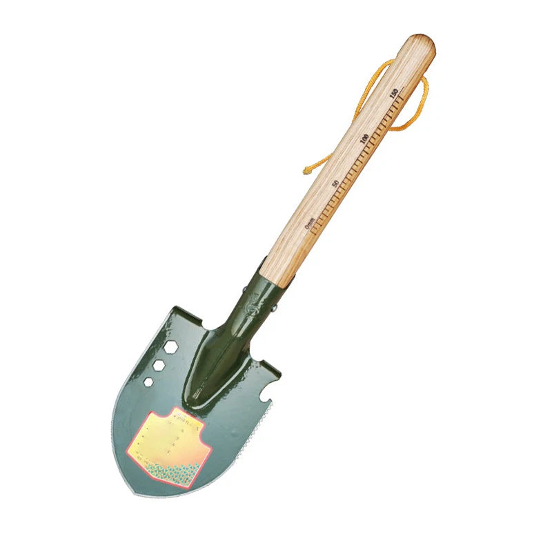 Pelle de camping multifonction en acier manganèse avec poignée en bois pour activités de plein air