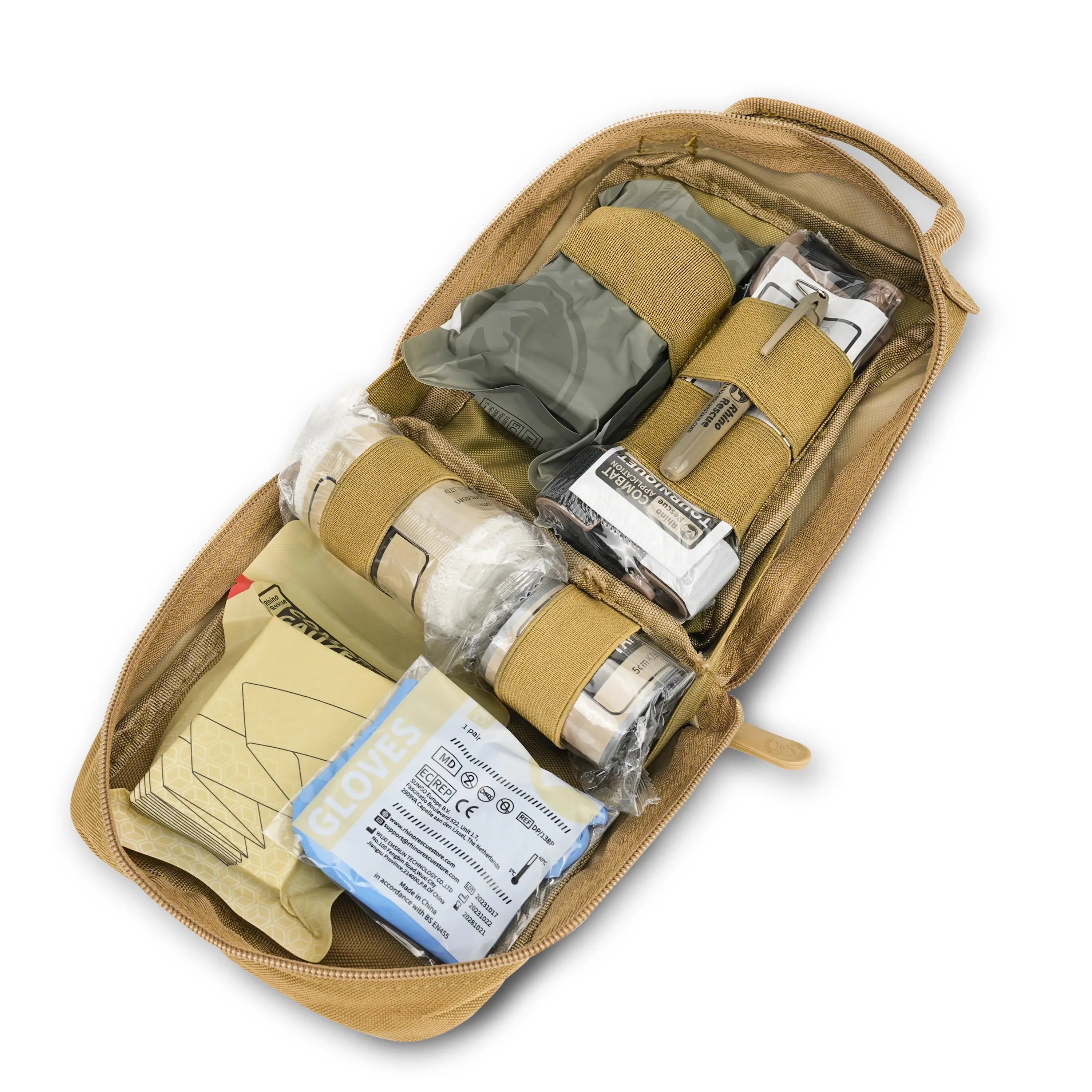 kit de secours compact khaki pour activités de plein air
