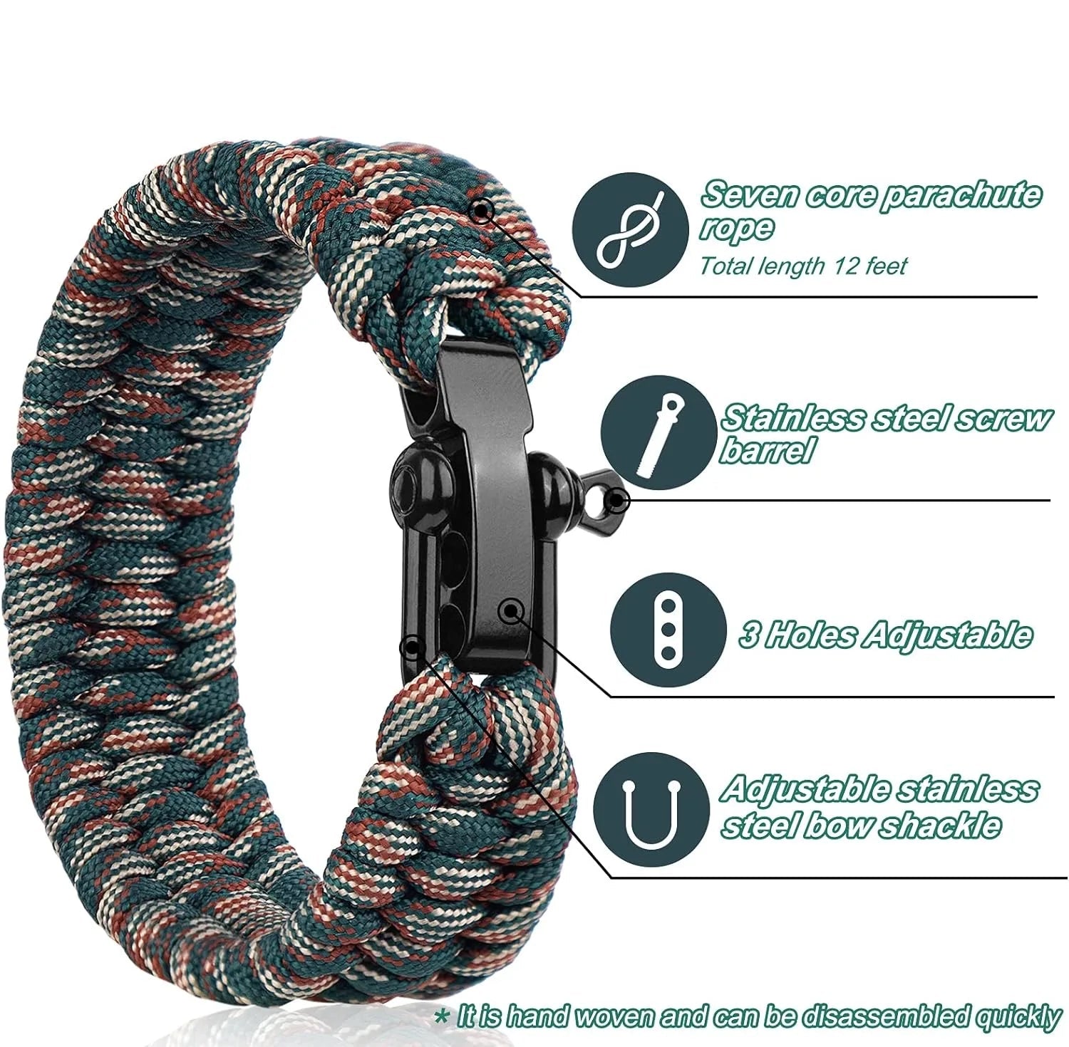 accessoire de survie en paracorde à trois trous