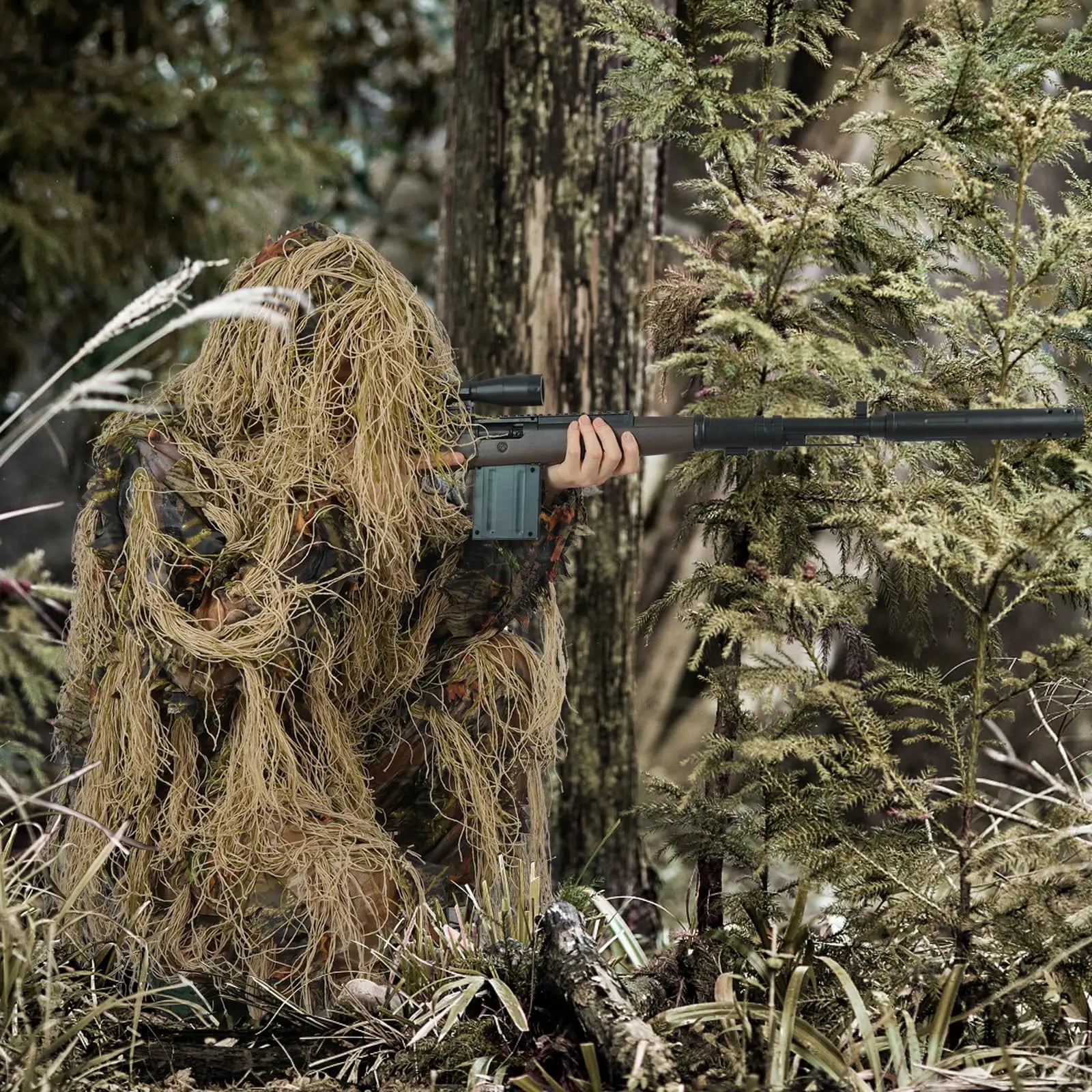 costume de chasse pour jeunes en style camouflage