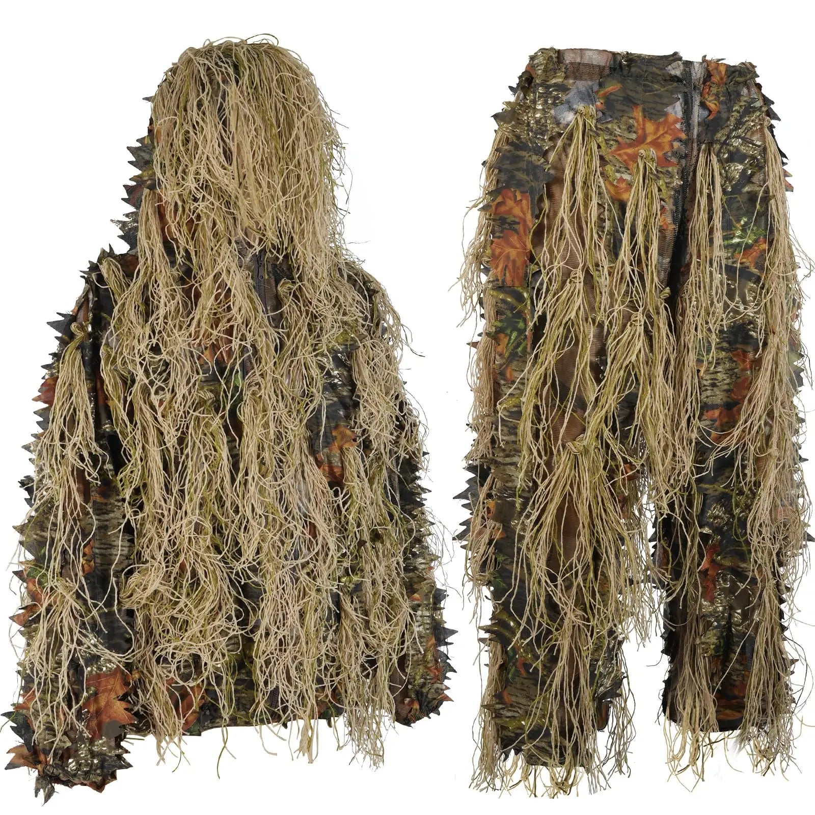 Costume de chasse camouflé 3D avec feuillage et protection légère pour jeunes et adultes
