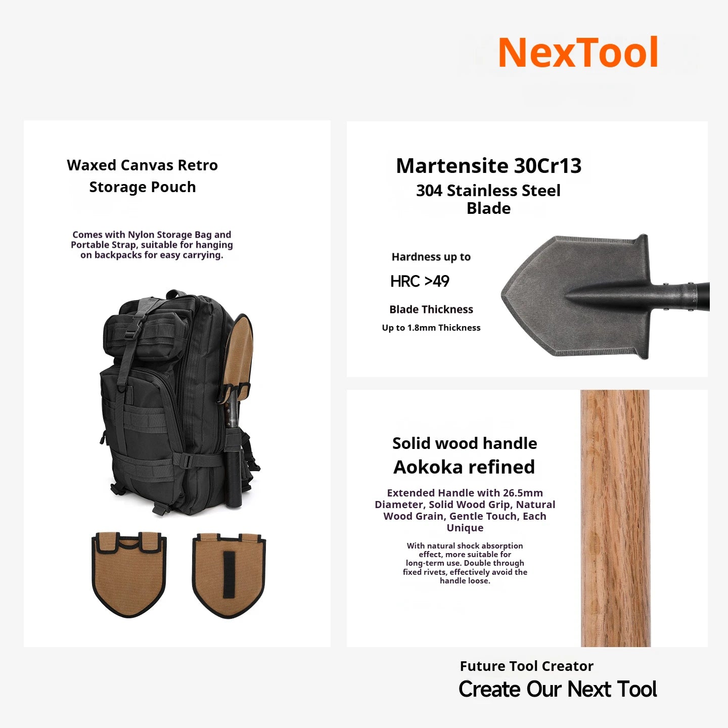 pelle rétractable pour randonnée et bivouac