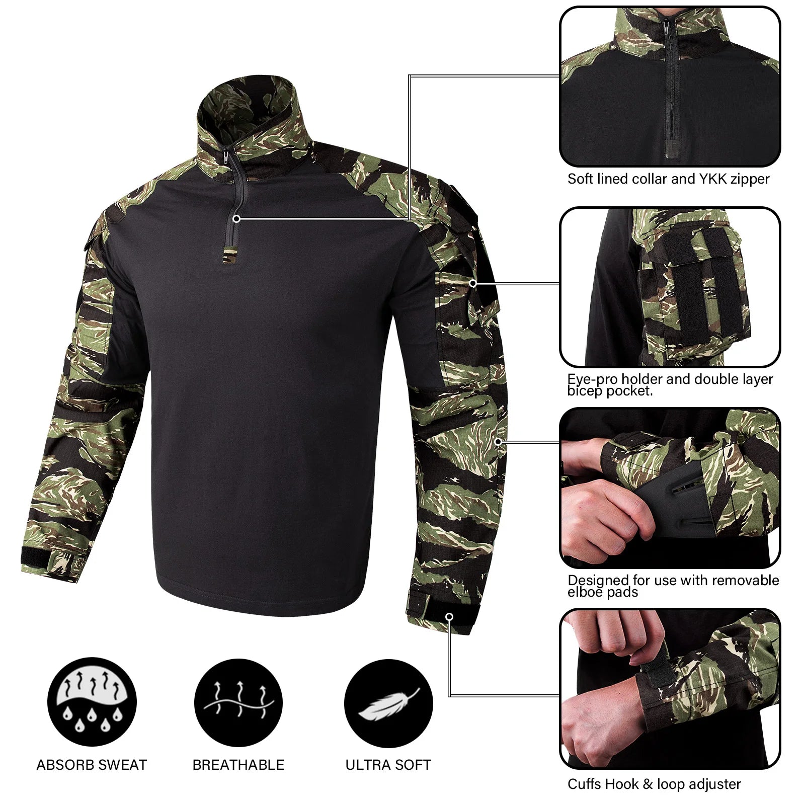 vêtement militaire vert ranger motif tigre