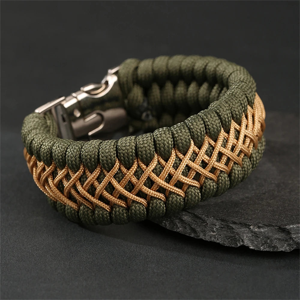 Bracelet en paracorde 7 brins pour hommes - Style vintage idéal pour survie et camping