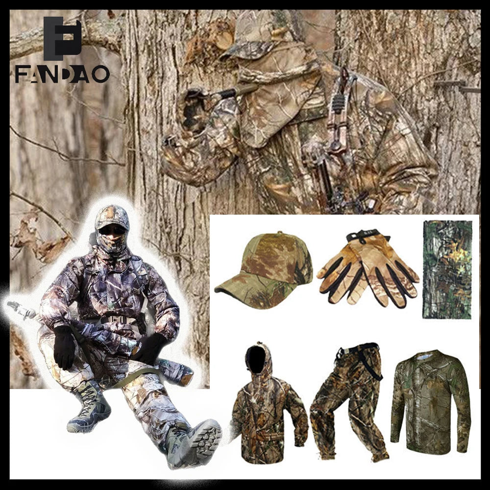 Ensemble de vêtements tactiques camouflage imperméable et respirant pour chasse et observation des oiseaux