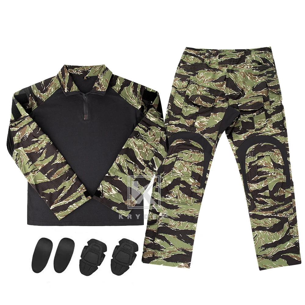 Uniforme de camouflage tactique KRYDEX Gen3 pour homme en vert ranger et motif rayé tigre