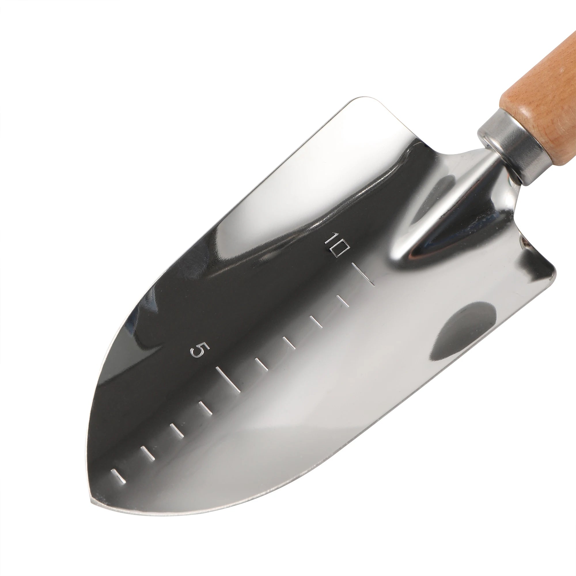 pelle en acier inoxydable avec manche en bois pour jardin