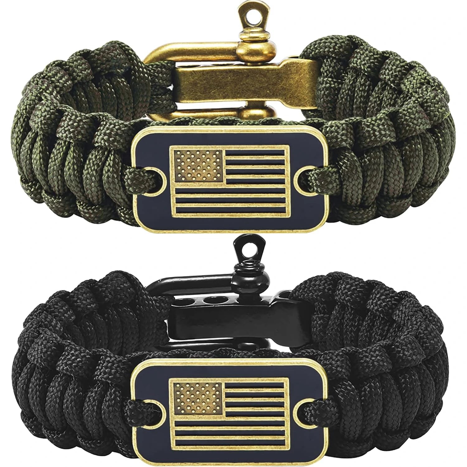 Bracelet de survie en paracorde ajustable avec drapeau USA pour hommes et activités outdoor