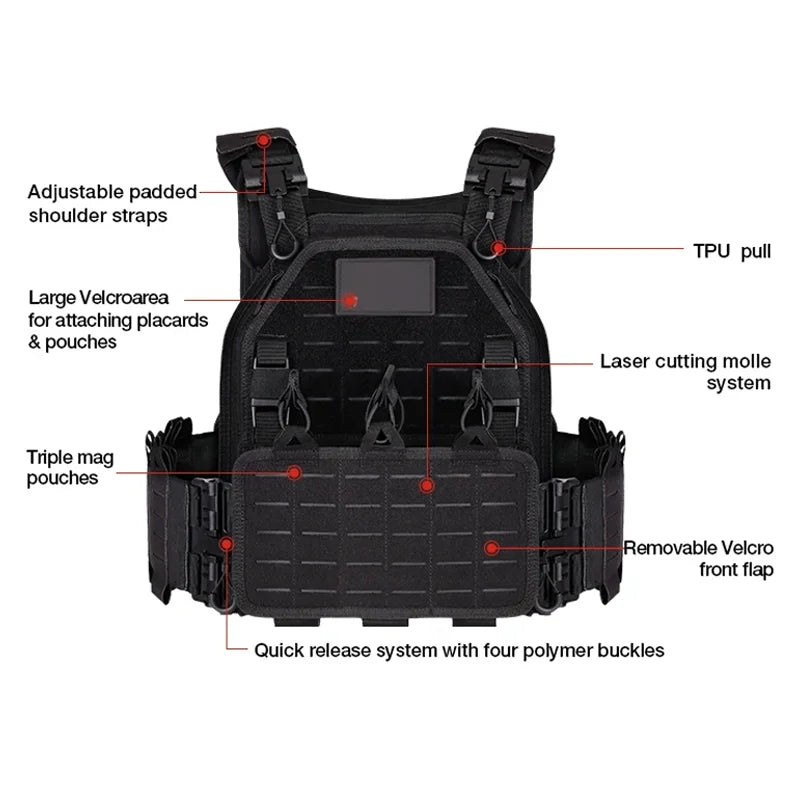 gilet tactique avec accessoire MOLLE pour ranger équipements