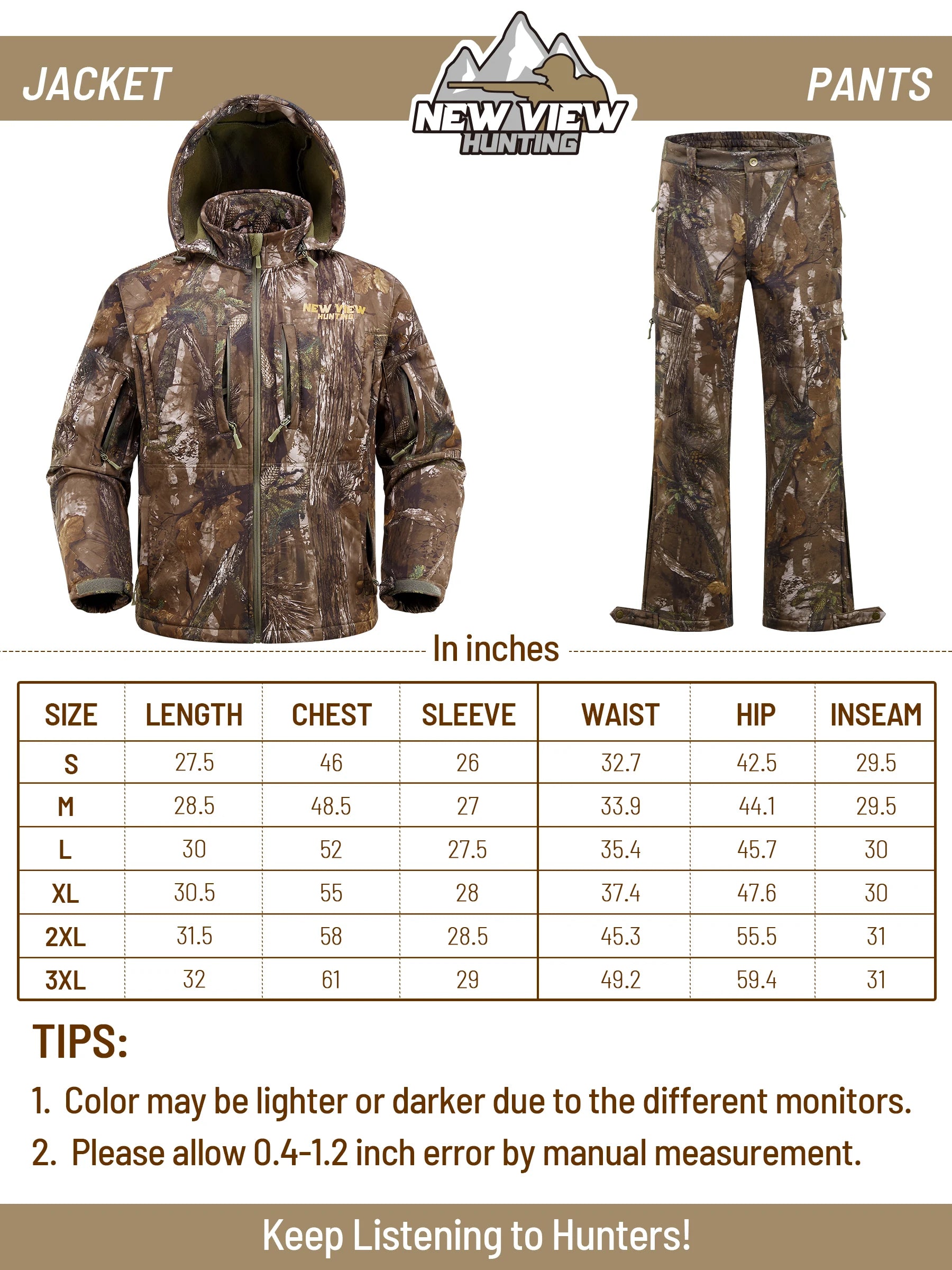 vêtements de chasse confortables et chauds