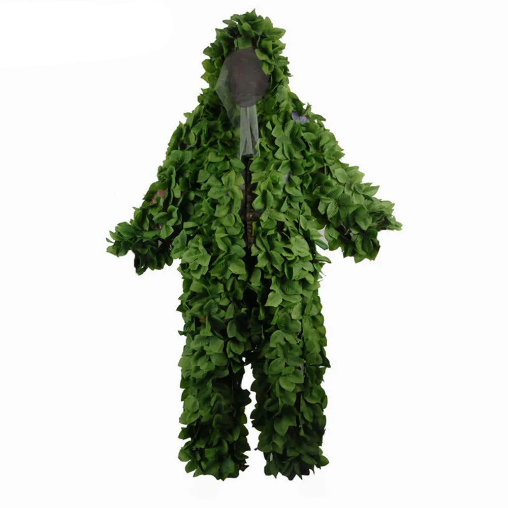Costume de camouflage bionique en feuilles vertes résistant à l'usure pour chasse et pêche