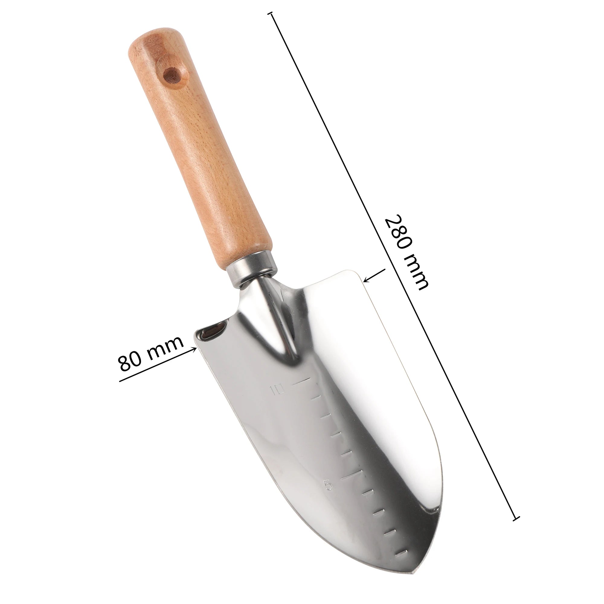pelle de jardin robuste avec manche en bois naturel