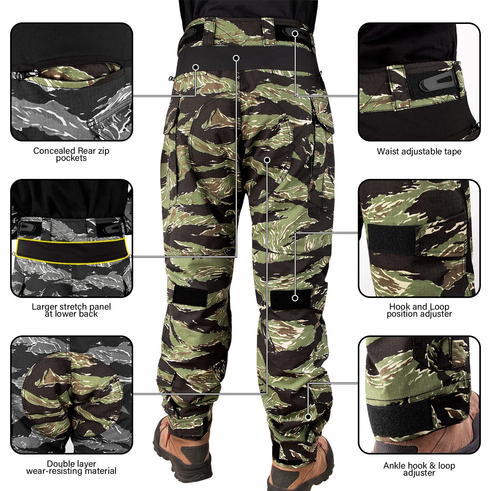 tenue tactique camouflage vert rayé pour homme