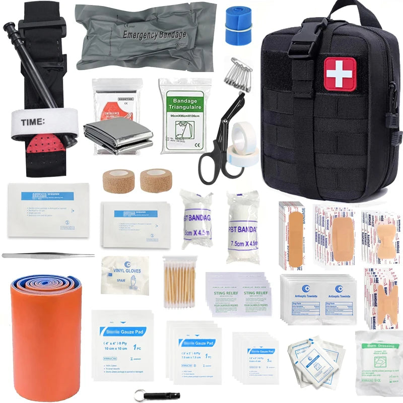 Trousse de premiers secours 156 pièces compacte et portable pour camping randonnée et voyages